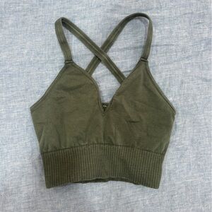 FP Movement Olive Green Workout Crop Top Sports Bra